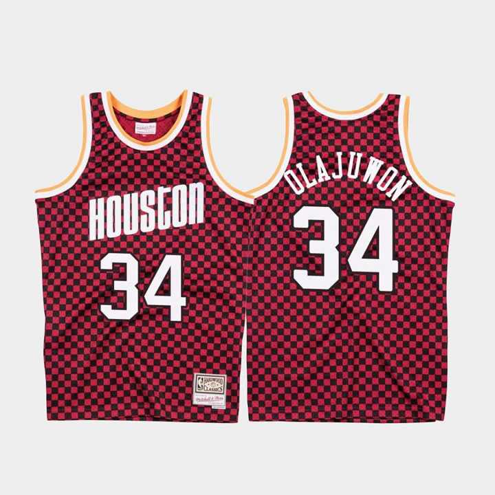 Rockets 34 Hakeem Olajuwon Red Checkerboard Hardwood Classics Jersey,We sell and wholesale Rockets 34 Hakeem Olajuwon Red Checkerboard Hardwood Classics Jersey on line form chian!